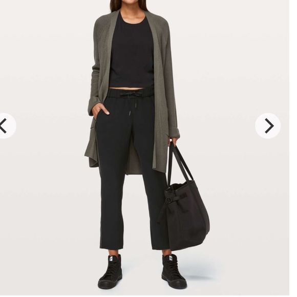 Lululemon On The Fly Pant 27” Woven *Track Stripe Black / Dark Olive Size 4 - Picture 1 of 12